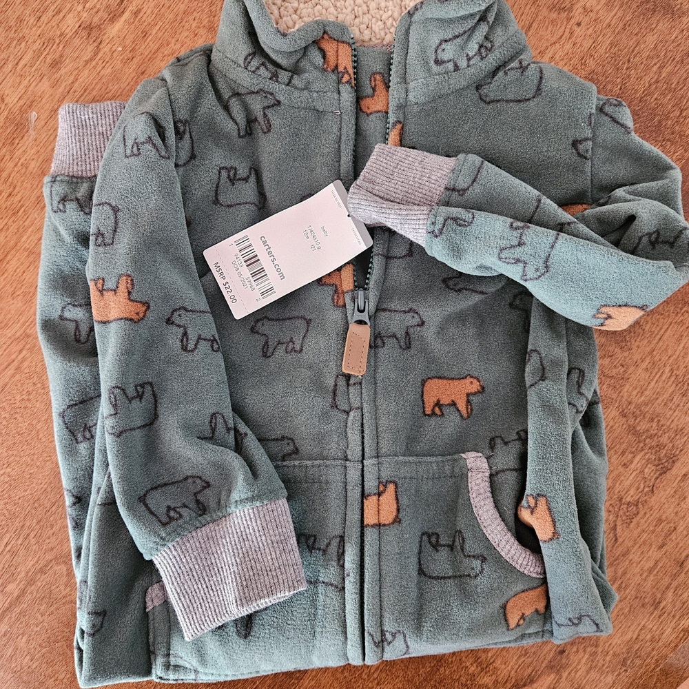 Carter's Green Bear Pattern Hoodie